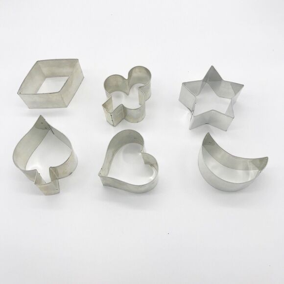 Vintage Cookie Cutters Mid Century Metal MCM 6 Piece Set Star Moon Heart Etc - Picture 7 of 12